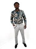 Beige Blue Shirt